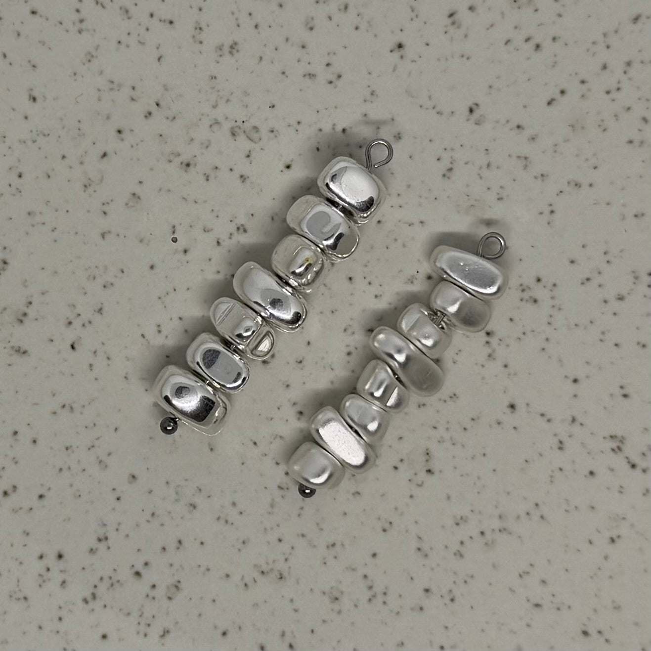 Silver Plated Matte Nugget Stack